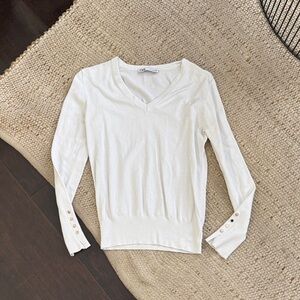 Zara Cream V-Neck Sweater
